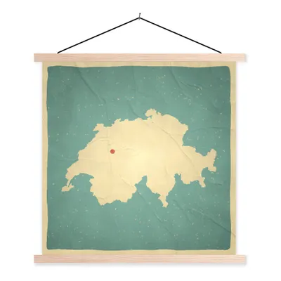 Produktbild von MuchoWow® Textilposter Vintage Karte der Schweiz auf altem Papier 40x40 cm mit holzfarbenen Rahmen - Posterleiste