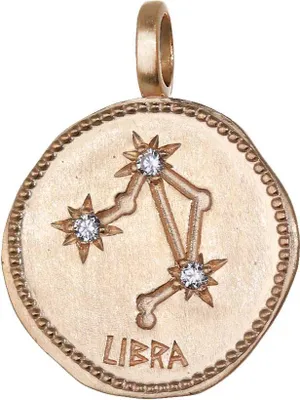 Produktbild von Waage Sternzeichen Vergoldet mit 18k Gold 16mm Kettenanhänger Horoskop Zodiak