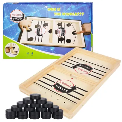 Immagine prodotto di Tavolo da gioco in legno 2-in-1 per l'hockey, gioco da tavolo interattivo per famiglie