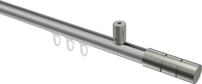 Produktbild von Interdeco Innenlaufstange / Gardinenstange mit Innenlauf Silbergrau / Edelstahl-Optik, Typ Sonius Elanto (Rillenzylinder) Deckenmontage, 20 mm Ø 1-läufig, 180 cm