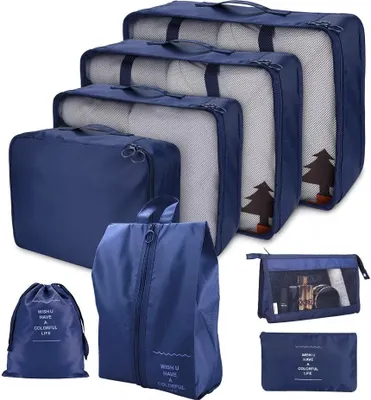 Produktbild von 8Pcs Verpackung Würfel Gepäck Lagerung Veranstalter Reise Kompression Koffer Tasche Schwarz