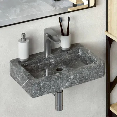 Obrázok produktu pre The Living Store Nástenné umývadlo Grey 38x24x6,5 cm Mramor