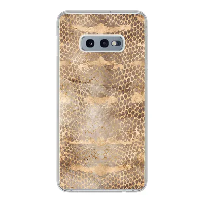 Produktbild von MuchoWow® Handyhülle Schutzhülle Hülle für Samsung Galaxy S10e Schlangendruck - Gold - Braun Silikon Softcase Handy Hülle - Handy