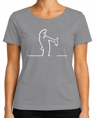 Produktbild von La Linea Strichmännchen Balum Osvaldo Cartoon Retro Zeichentrick Damen T-Shirt, Grau, S