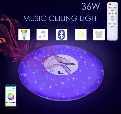 Immagine prodotto di VINGO 36W LED plafoniera Bluetooth musica dimmerabile plafoniera telecomando altoparlante