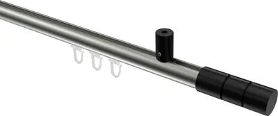 Produktbild von Interdeco Innenlaufstange / Gardinenstange mit Innenlauf Edelstahl-Optik / Schwarz, Typ Sonius Elanto (Rillenzylinder) Deckenmontage, 20 mm Ø 1-läufig, 140 cm