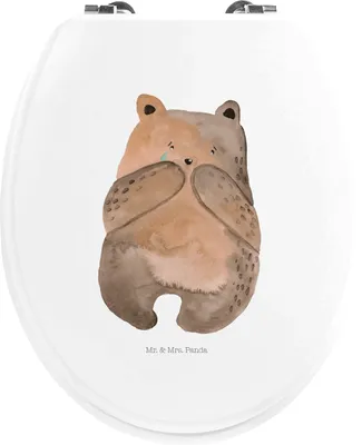 Produktbild von Mr. & Mrs. Panda Holz Klobrille Bär Verlust - Weiß - Geschenk, WC Deckel, WC-Sitz, Trauer Trauergeschenk Traurig Trösten Trost Liebeskummer, Klodeckel, Brille, klo, Teddy