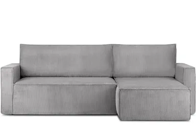 Obrázek produktu pro Konsimo levá/pravá rohová pohovka s funkcí spaní s područkami "NAPI", světle šedá, manšestrová tkanina, Loft, 246x89x148cm