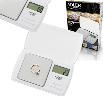 Zdjęcie produktu dla Adler AD 3161, Elektroniczna waga osobista, 0,5 kg, 0,1 g, Biały, Prostokąt, 3 V