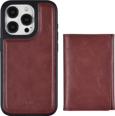 Produktbild von UNIQAccessory iPhone 15 Pro Back cover case - Whiteh removable card holder - Red