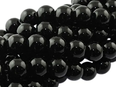 Produktbild von Vintageparts Glasperlen schwarz rund 12 mm, 20 Stück
