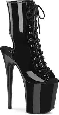 Produktbild von Pleaser FLAMINGO-1016 Plateau Stiefeletten Schwarz Lack EU 35