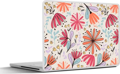 Produktbild von MuchoWow® Laptop Aufkleber Sticker Cover Blumen - Regenbogen - Design 32.5x23.5 cm - Sticker für Laptop - Selbstklebend