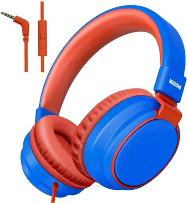 Produktbild von MIDOLA Kinderkopfhörer, kabelgebunden, Lautstärkebegrenzung 85/96 dB, Over-Ear/On-Ear, faltbares Headset mit Inline-Kabel, AUX-3,5-mm-Kabelmikrofon