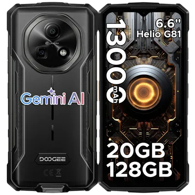 Produktbild von DOOGEE Fire 5 Pro Outdoor Smartphone Handy, Android 15, 4G, IP68/IP69K, 6,6" 90Hz, 13000mAh, 18W, 20+128GB, 13MP, NFC, Fingerabdruck, ohne Vertrag