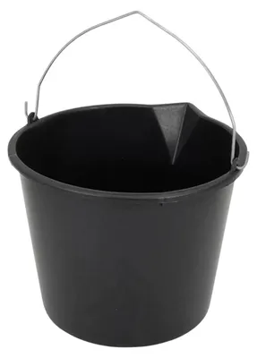 Produktbild von 1x Stück stabile schwarze Haushalts-Eimer 16 Liter mit Ausguss - Bau- und Reinigungseimer