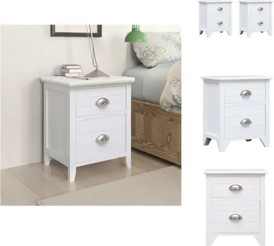 Image de vidaXL Tables de nuit 2 pcs. avec 2 tiroirs blanc - Tables de nuit