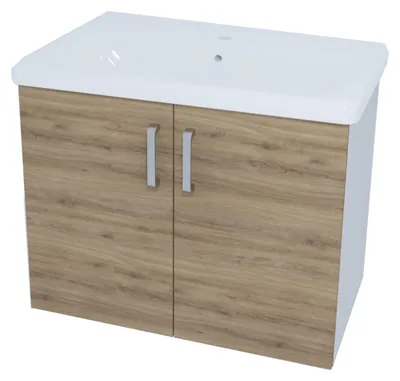 Productafbeelding van Kolpa EVELIN kast met wastafel, model OUE 80, kleur grijs/eikenhout