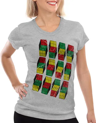 Produktbild von style3 Sheldon Cubes Damen T-Shirt, Farbe:Grau meliert, Größe:XS
