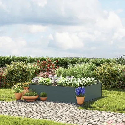 Produktbild von GFP HALFSIZE Aluminium Hochbeet - Platzsparendes & Stabiles Gartenbeet in Anthrazit - 150 x 119 x 39 cm - Ideales halbhohes Modell für Familien-Gartenspaß