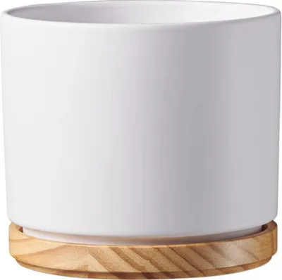 Produktbild von Blumentopf Soendgen Oslo Keramik Holz matt Ø 16 cm H 14 cm weiß