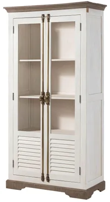 Produktbild von MASSIVMOEBEL24.DE Vitrine Mango 97x45x190 weiß lackiert TOULOUSE #101