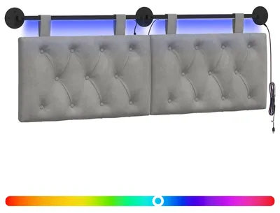 Produktbild von Hängendes Kopfteil Mit LED Licht Hellgrau Samt