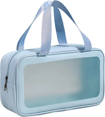 Produktbild von Transparente Make-up-Tasche, Reise-Kulturtasche mit Griff, Reißverschluss, große Kapazität, wasserdicht, transparente Kosmetiktasche