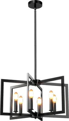 Obrázok produktu pre COSTWAY 6-svetelný luster, závesné stropné svietidlo priemyselné s nastaviteľnou výškou 67-157 cm, závesné svietidlo stropné svietidlo kovové antická čierna