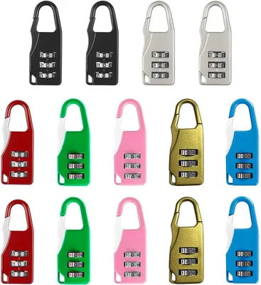 Imagen del producto de 14 candados de combinación de 3 dígitos para equipaje, disponibles en 7 colores