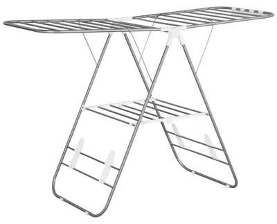 Produktbild von HOMCOM Wäscheständer, 1,48 m Trockenlänge, Standtrockner Silber+Weiß