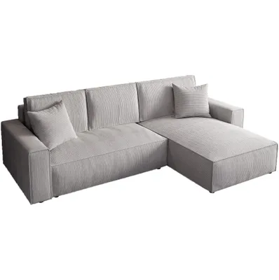 Produktbild von BEAUTYSOFA Ecksofa 290cm, Modernes Bettsofa mit Schlaffunktion und Bettkasten, Schlafsofa, Couch beidseitig montierbar Hellgrau Poso 55 PARYS L - Form