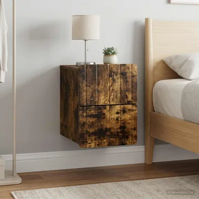 Imagen del producto de vidaXL Mesitas de noche de pared, 2 unidades, roble ahumado, 33 x 34,5 x 43 cm