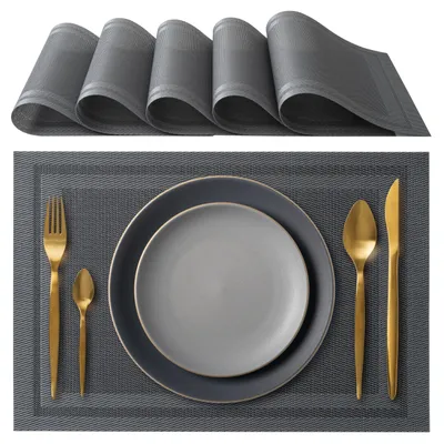 Platzsets 6er-Set, 45x30 cm, rutschfest, hitzebeständig, grau