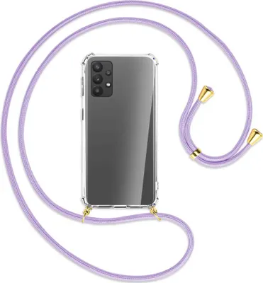 Produktbild von Handykette Backcover-Schutzhülle mit Band (Metall goldfarben) für Samsung Galaxy A32 4G (A325) - violett