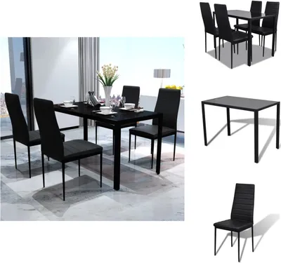 Produktbild von vidaXL 5tlg. Esstisch Set Schwarz - Essgruppen
