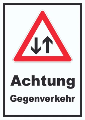 Produktbild von Schild Achtung Gegenverkehr A6 Rückseite selbstklebend