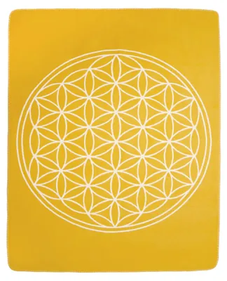 Produktbild von yogabox Yogadecke Blume des Lebens - regional hergestellt - honeygold / natur 150 x 200 cm