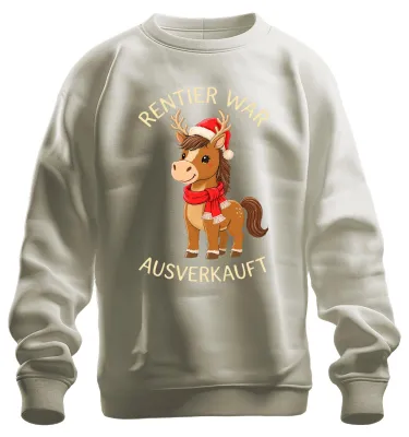 Produktbild von Rentier war t Weihnachten lustig Pferd Geweih Sweatshirt Pullover, Natur, S