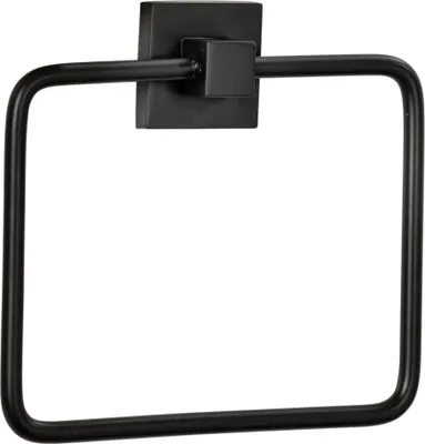 Produktbild von FACKELMANN Handtuchring NEW YORK / hochwertiger Handtuchhalter-Ring fürs Bad / Maße (B x H x T): ca. 19 x 17 x 3,5 cm / Accessoire fürs Badezimmer & WC / kubisches Industriedesign / Farbe: Schwarz