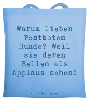 Produktbild von Mr. & Mrs. Panda Uni Tasche Spruch Postbote Hundeliebe - Sky Blue - Geschenk, Laptoptasche, Beruf, Geschenke mit Herz, Schultasche, Freude, Briefträger, Berufspassion