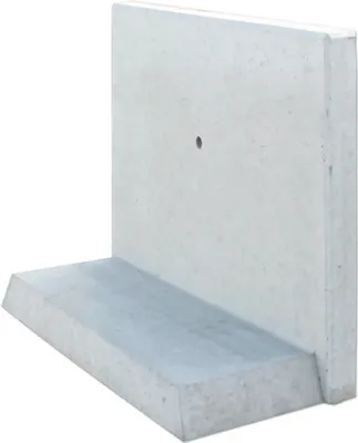 Produktbild von L-Stein Winkelstein Sichtbeton grau 100 cm x 5 cm x 60 cm Fußtiefe = 35 cm