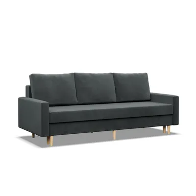 Produktbild von BLANK - Sofa 3-Sitzer mit Schlaffunktion, Wendekissen, Bettkasten, Dunkelgrau