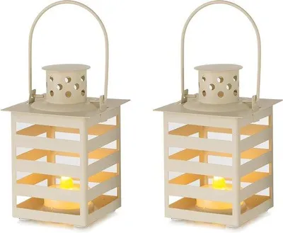Produktbild von Famanu Laterne mit LED-Kerze - Weiß, 2 Stück