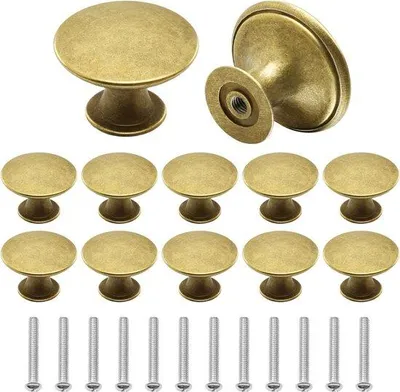 Produktbild von Set von 12 Goldvintage-Knopf-Set - Paddestoel-Design - inklusive Schrauben