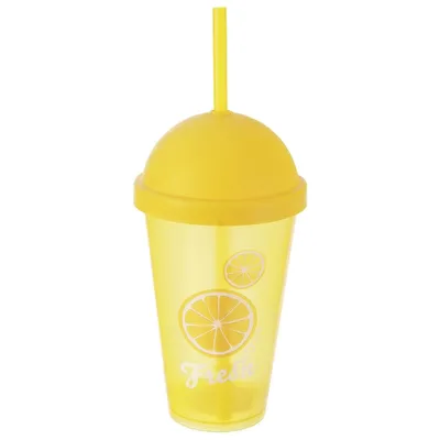 Image de Gobelet en plastique avec couvercle à paille pour eau potable et boissons 450 ml