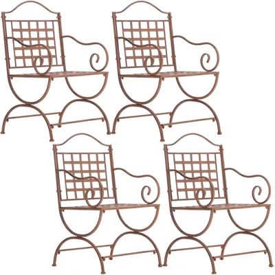 Immagine prodotto di Set di 4 sedie da giardino CLP Lotta in metallo, realizzate a mano in stile Art Nouveau, con braccioli, colore marrone antico