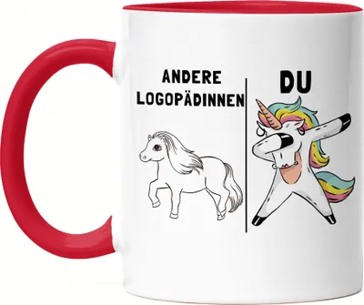 Produktbild von Andere Logopädinnen Du Tasse Rot  Pferd Einhorn Humor Lustig Unicorn Geschenk Apotheke