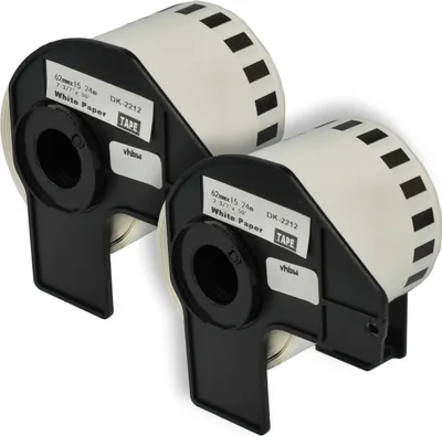 Produktbild von vhbw 2x Rolle mit Halter 62mm x 15,24m (1 Etikette) kompatibel mit Brother PT QL-1050, QL1050N, QL-1060, QL1060N, QL-500, QL-500A Drucker Weiß
