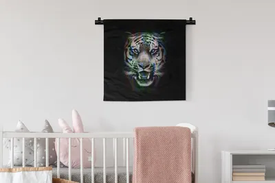 Produktbild von MuchoWow® Wandteppich Wandbehang Tiger - Farben - Tier 60x60 cm Tapisserie Dekoration Wandtuch - Dekorationen - Wand Decke